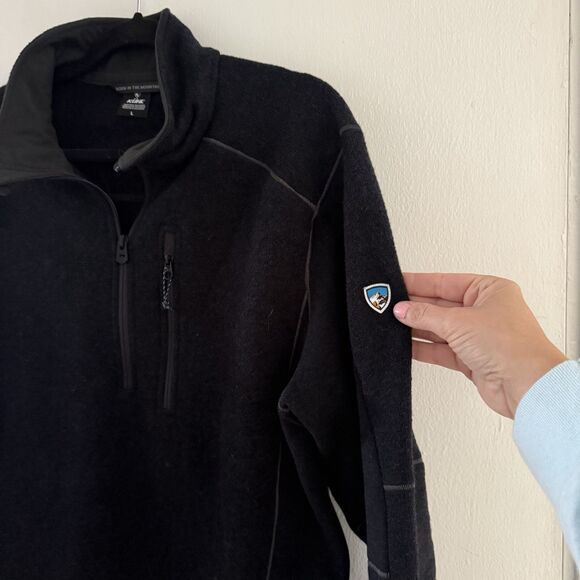 Kuhl Men’s L Sweatshirt 1/4 Zip Dark Gray/Black Pullover Fleece Top - Picture 5 of 8